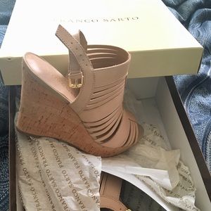 Franco Sarto Sling Back Cork Wedge,